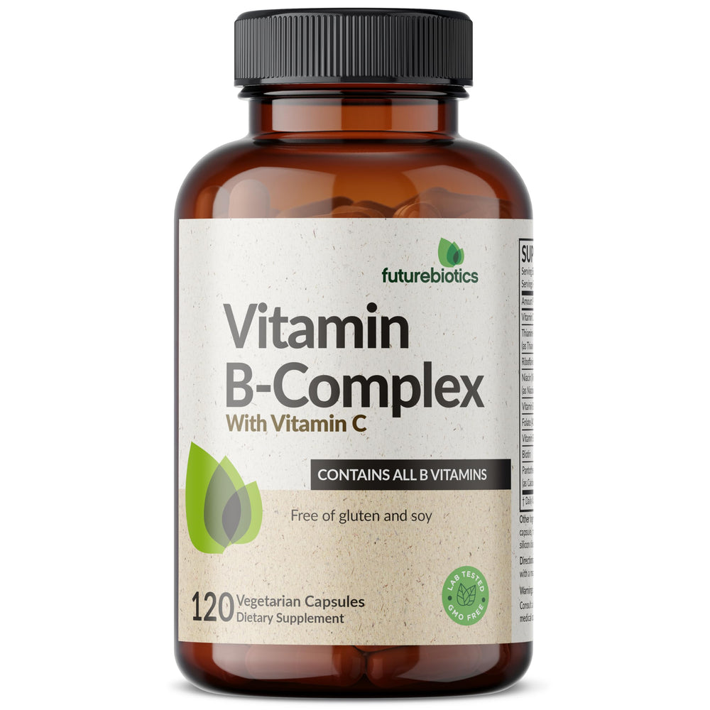 Bottle label highlighting B vitamins and Vitamin C