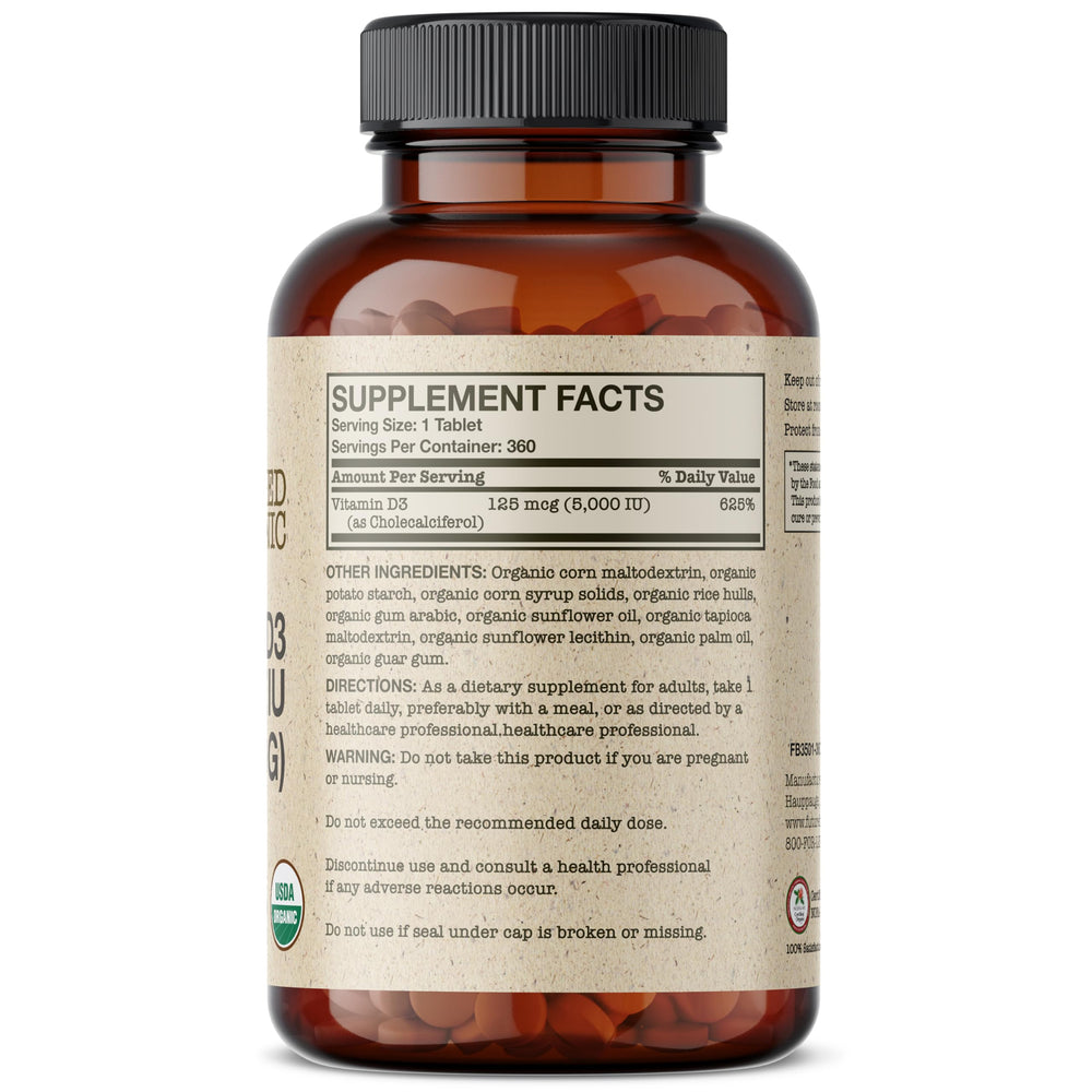 Close-up of Futurebiotics Vitamin D3 5000 IU tablets