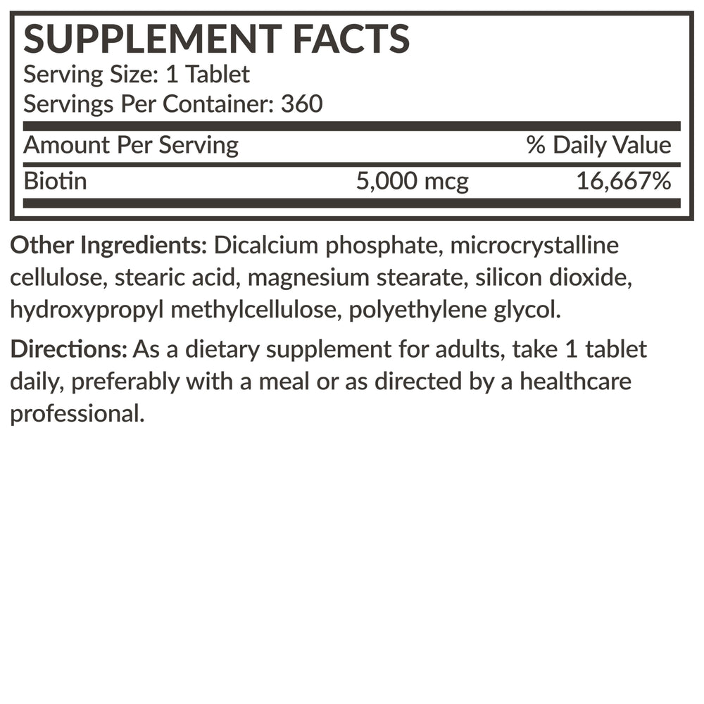Packaging and label view of Futurebiotics Biotin 5000 MCG