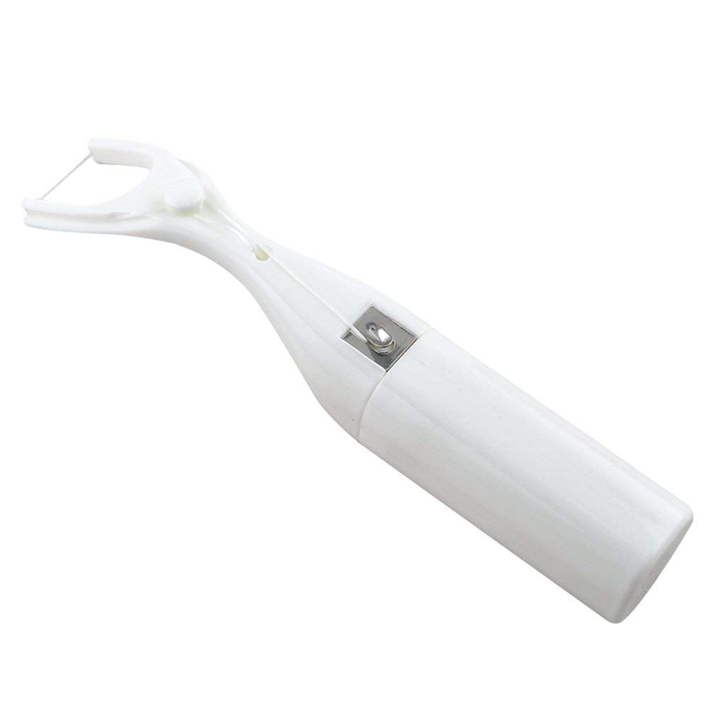 Close-up of floss holder configuration showing gripping mechanism