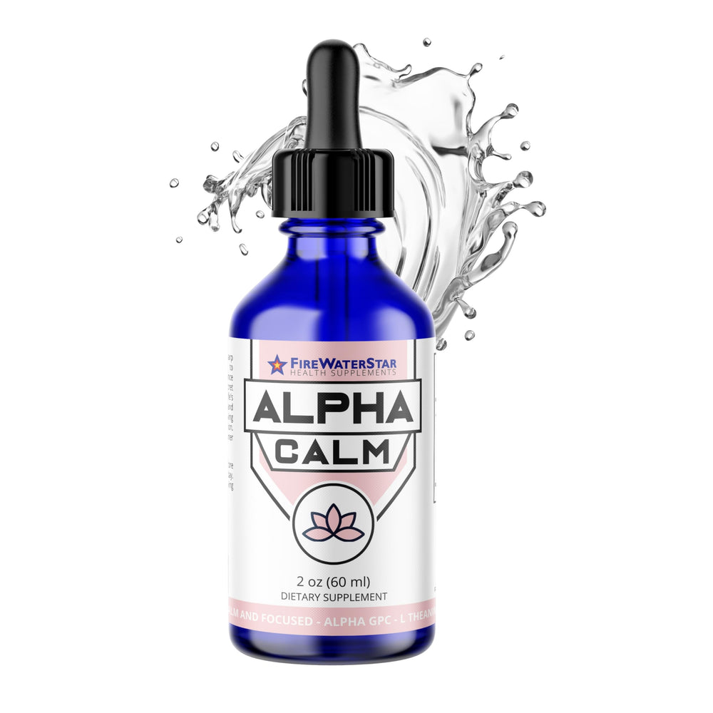 FWS Alpha Calm liquid drops bottle on white background