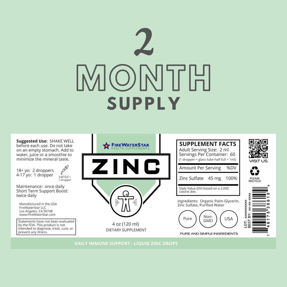 Droplet of zinc sulfate liquid zinc drops on dropper