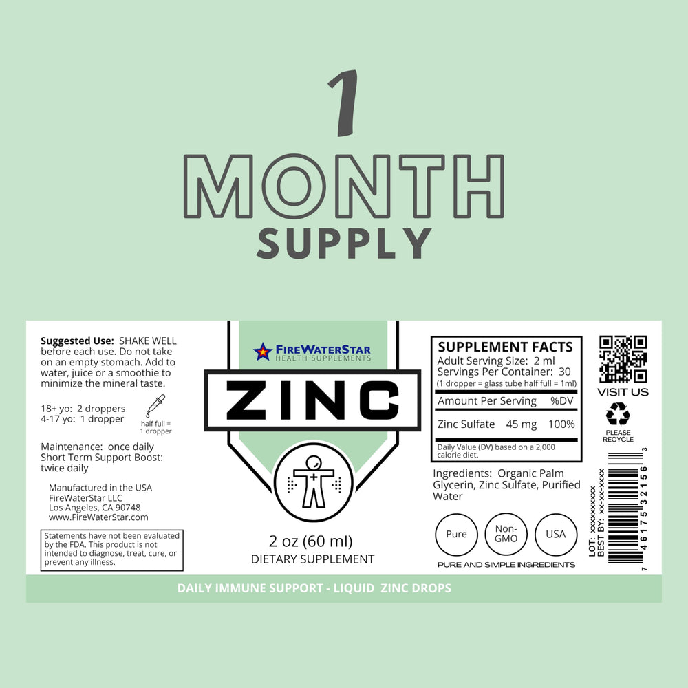Close-up of FWS zinc liquid drops in dropper bottle