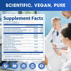 Back label detailing ingredients for GABA Calm 90-count