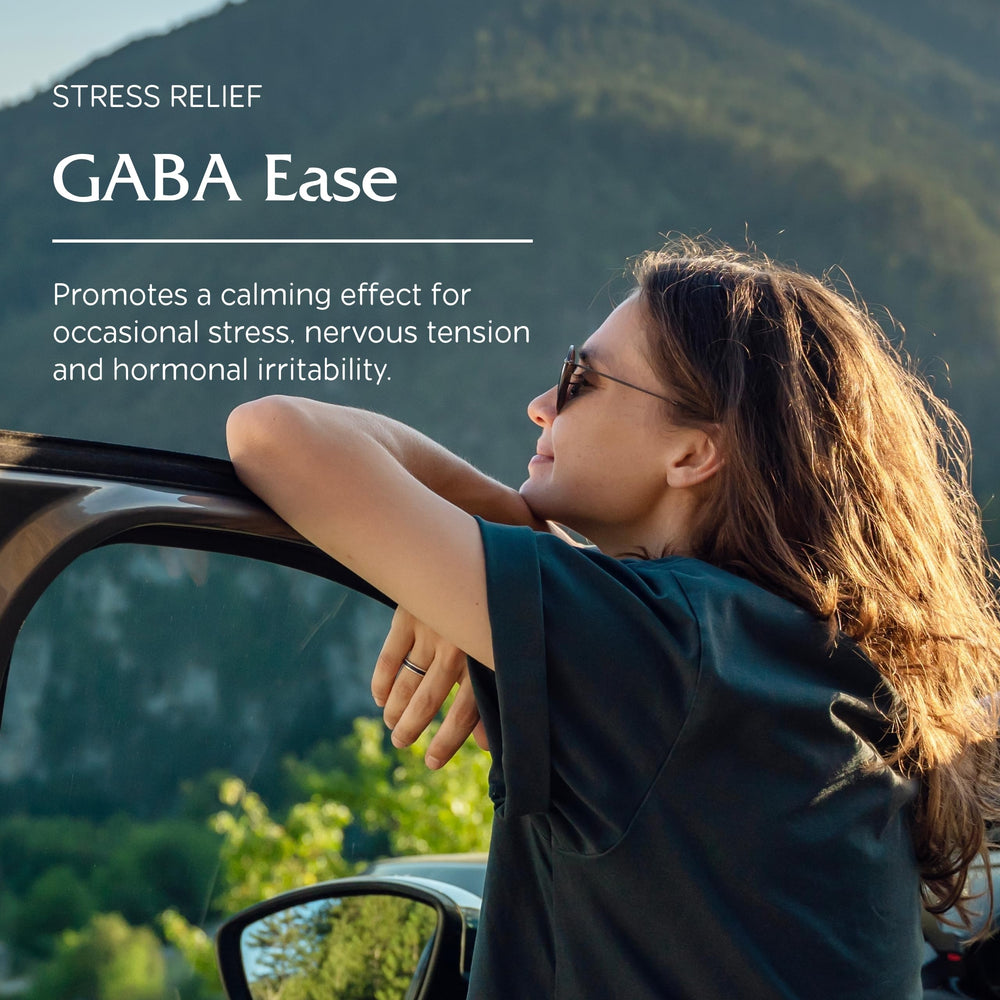 Graphic highlighting GABA, Vitamin B6 and L-Theanine ingredients