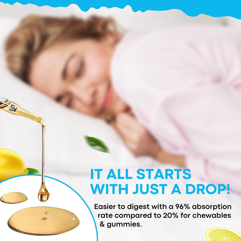 Dosing instructions for GABA L-Theanine Drops lemon flavor.