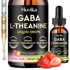 GABA L-Theanine Drops Strawberry flavor bottle, 2 oz