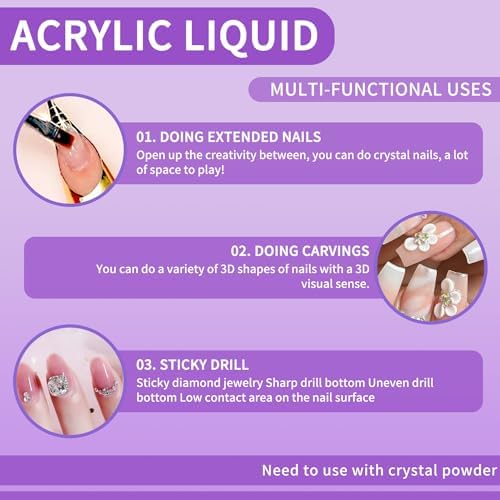Gadcrystal Monomer Nail Liquid quick-dry formula supports efficient nail art.