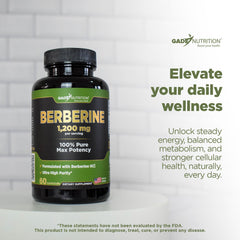 Lifestyle scene with Berberine bottle and healthy foods