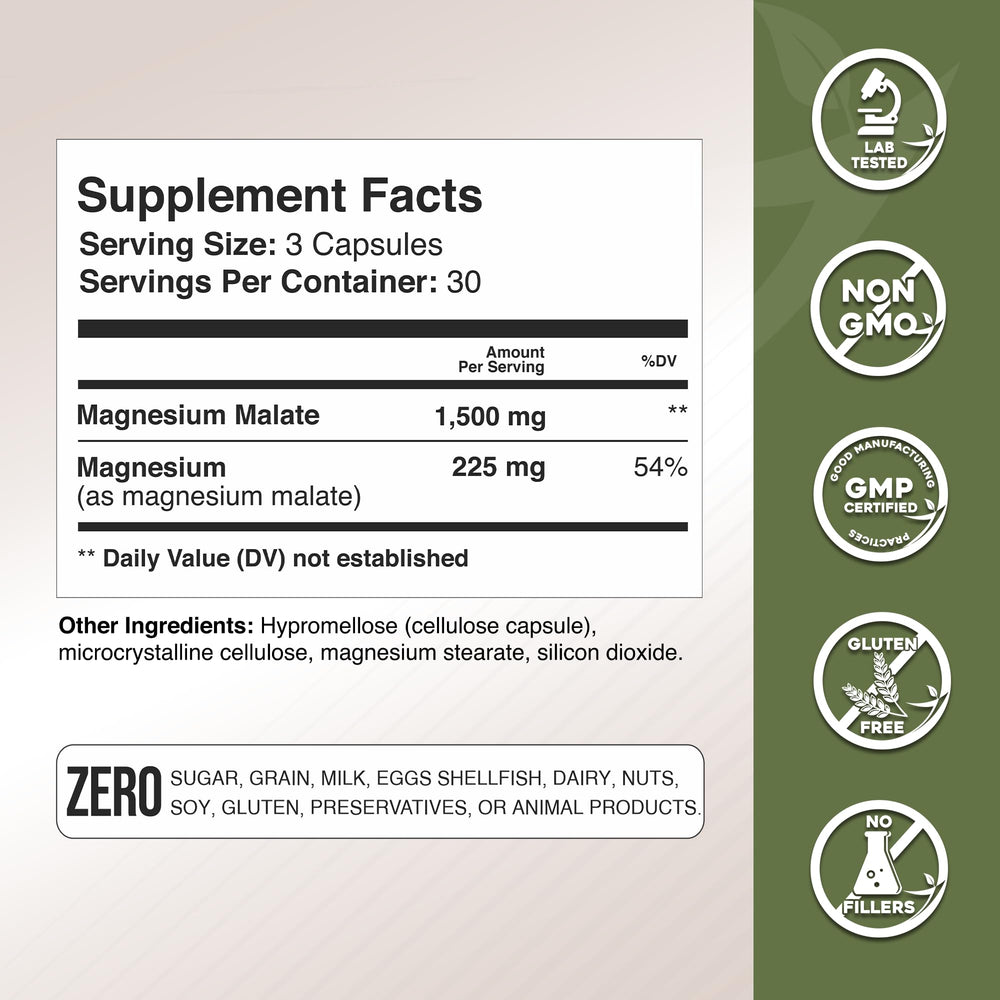 Calm magnesium powder as the source for magnesium malate