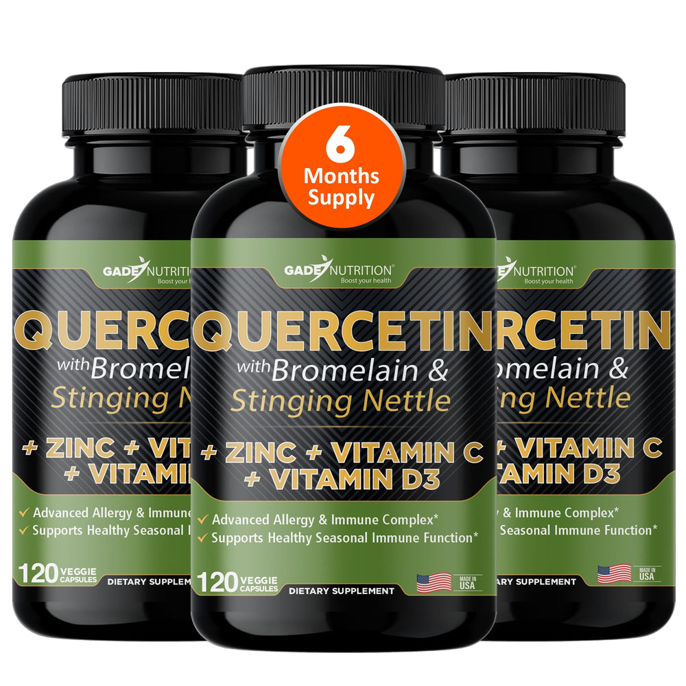 Gade Nutrition quercetin 500mg bottle for daily immune support.