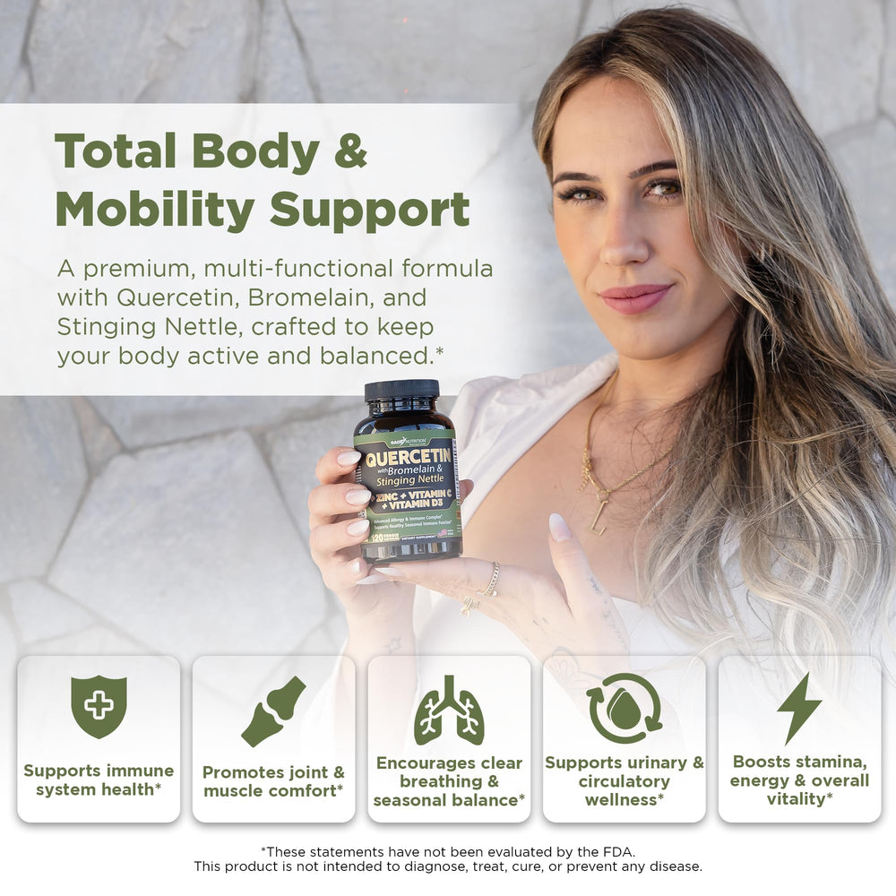 Quercetin 500mg with bromelain and nettle capsules
