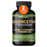 Front label of Gade Nutrition Quercetin with Bromelain, Vitamin C, D3, and Zinc capsules