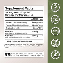 GADE Quercetin label with Vitamin C, D3, and Zinc for wellness