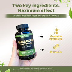 Product label highlighting 95% quercetin and 50x absorption