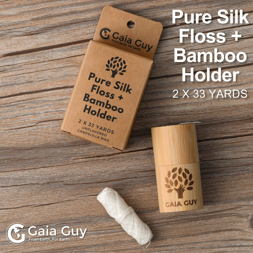 Reusable bamboo floss holder back view