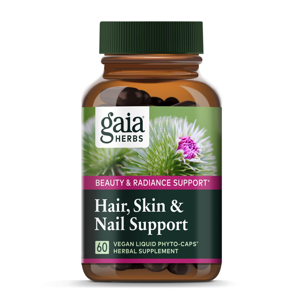 Gaia Herbs Hair, Skin & Nail Support bottle label