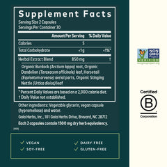 Organic burdock root ingredient