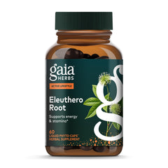 Gaia Herbs Eleuthero Root bottle with 60 vegan liquid phyto-capsules