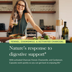 Gaia Herbs Gas & Bloating box and bottle on kitchen counter
