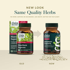 Product label and supplement facts of Gaia Herbs Hawthorn Supreme