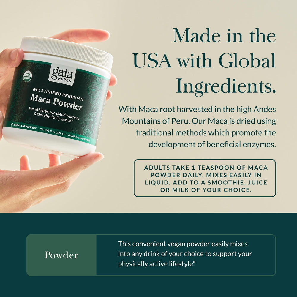 Gelatinized organic maca root for easier digestion