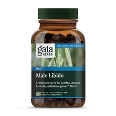 Gaia Herbs Male Libido bottle and packaging on white background