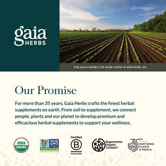 Gaia Herbs Olive Leaf bottle indicates 120 servings per bottle.