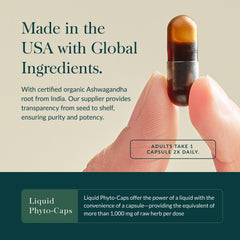 Gaia Herbs Organic Ashwagandha label—transparent sourcing and quality commitment.