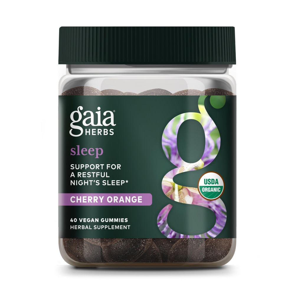 Gaia Herbs Organic Sleep Gummies bottle on white background