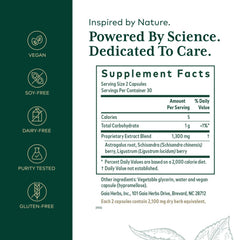 Close-up of Gaia Herbs PRO Immune Formula bottle label