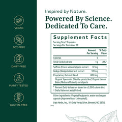 Close-up of GAIA Herbs PRO Nootropic Focus bottle label