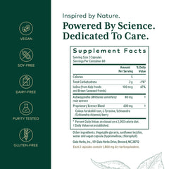 Close-up of Gaia Herbs Pro Thyroid Formula capsules