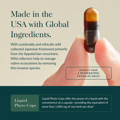 Nutrition facts panel on Gaia Resveratrol 150 mg bottle