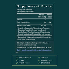 Gaia SleepThru ashwagandha root highlights natural adaptogenic calm for evenings.
