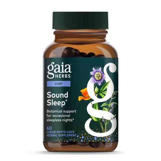 Gaia Herbs Sound Sleep bottle with label on white background