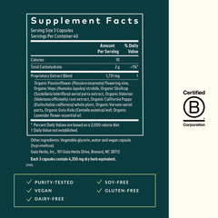 Ingredient panel showing plant-based sleep support in Gaia Herbs Sound Sleep