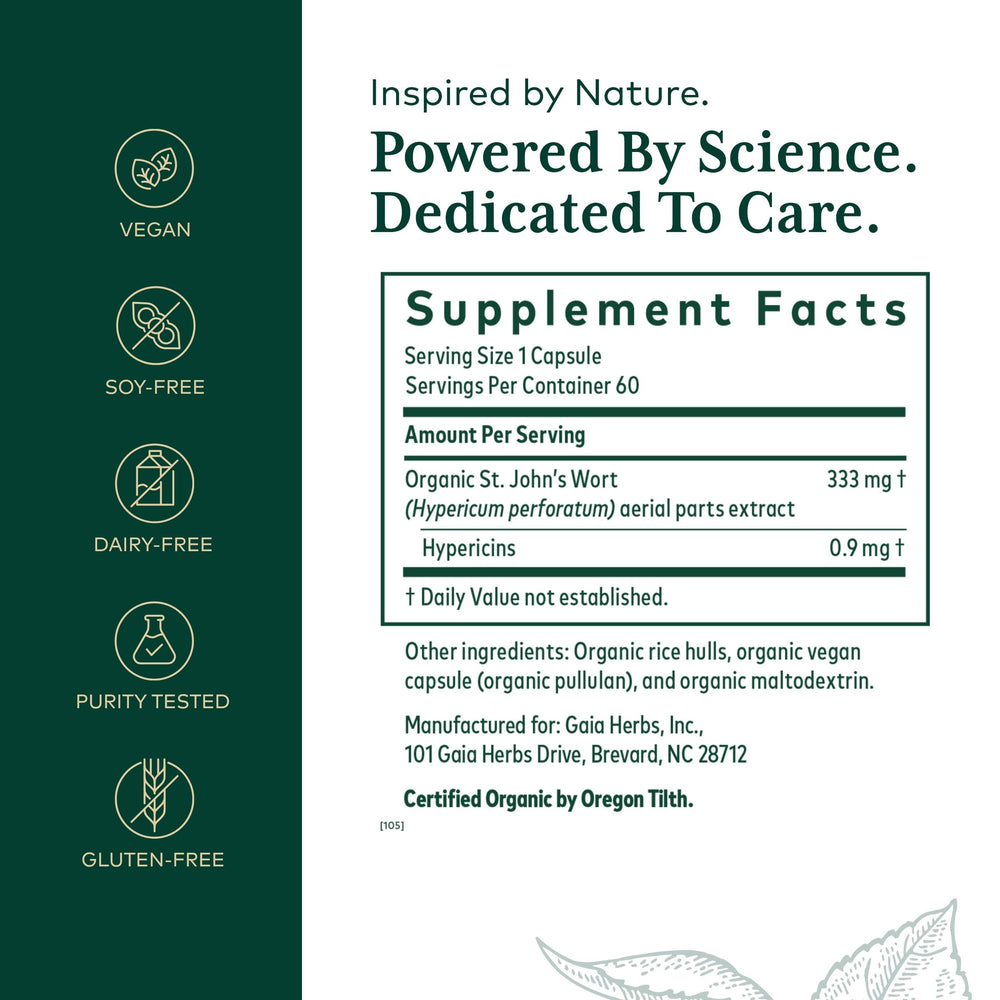 Close-up of Gaia Herbs St. John's Wort capsules