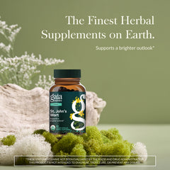 Close-up of St. John's Wort capsules bottle label
