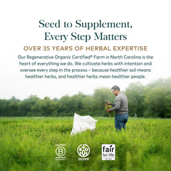 Gaia Herbs supplement label and nutrition facts displaying potency transparency