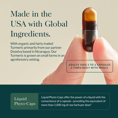Gaia Herbs capsule in hand illustrating size and convenient serving scale