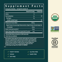 Nutrition facts for Gaia Herbs Turmeric Supreme Daily Gummies
