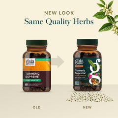 Gaia Herbs Turmeric Supreme Joint Health ginger root visual with warmth