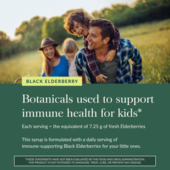 Child taking GaiaKids Black Elderberry Syrup for immune support