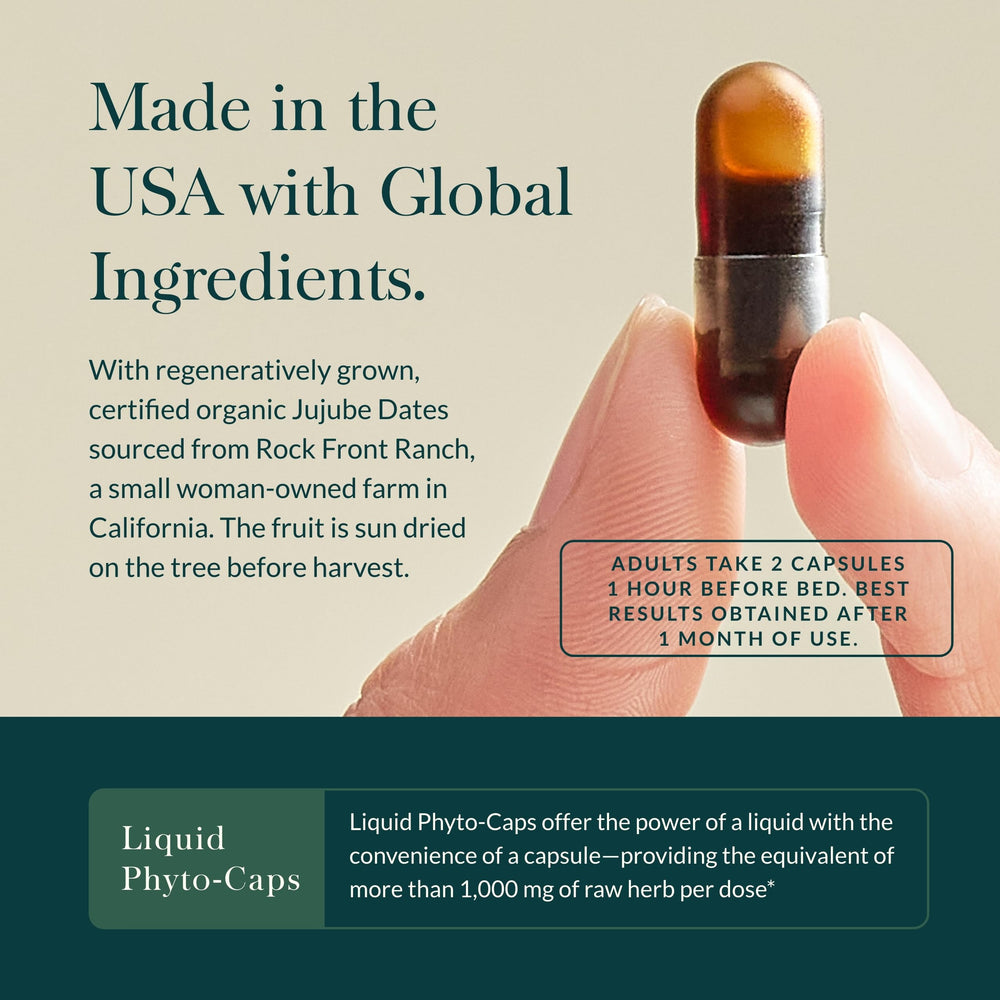 Gaia SleepThru bottle label back view with product details