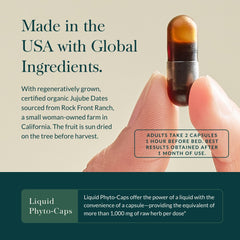 Gaia SleepThru bottle label back view with product details