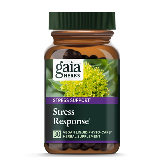 Gaia Herbs Stress Response bottle label with product name