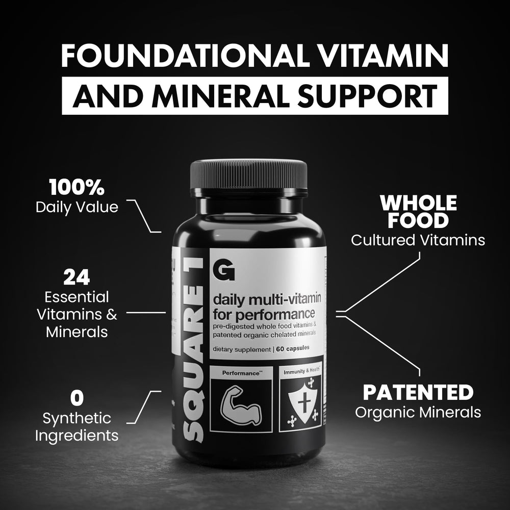 Close-up of whole-food vitamins for Square 1 Multivitamin