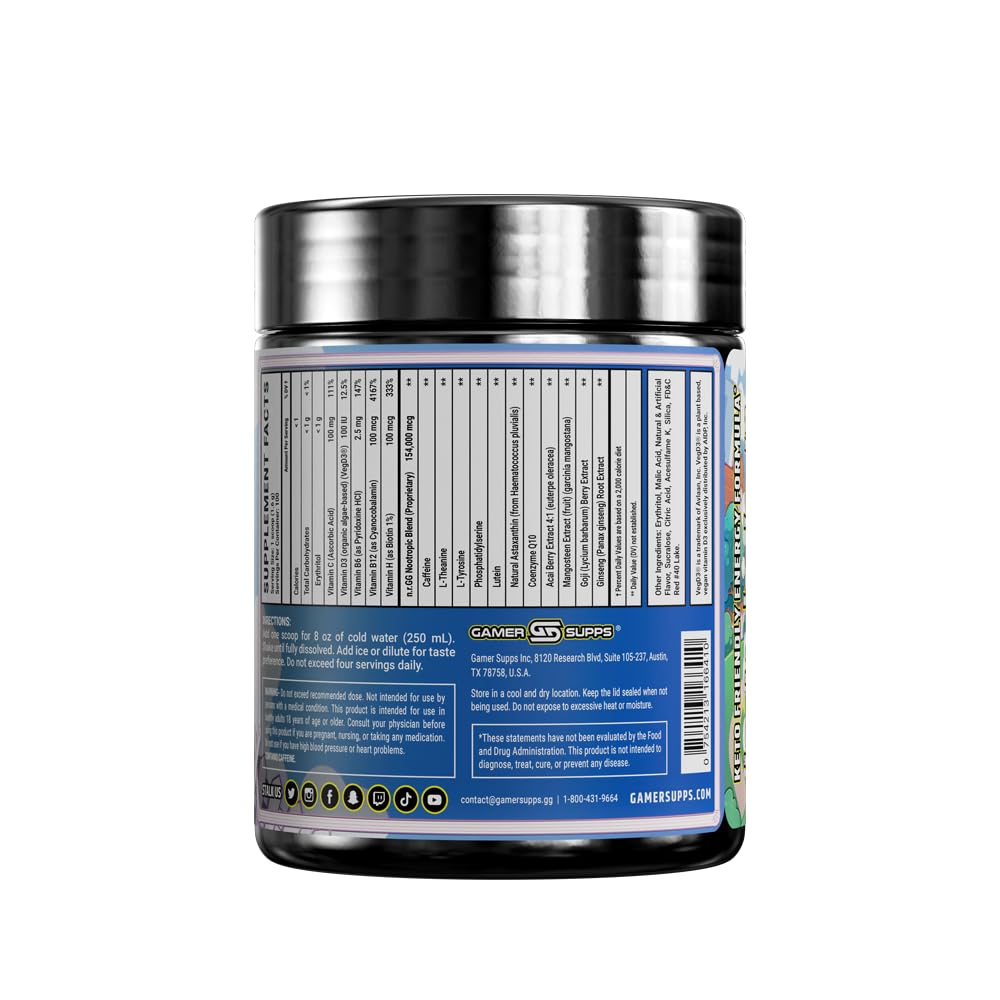 GG Energy Goof Juice nutrition facts panel