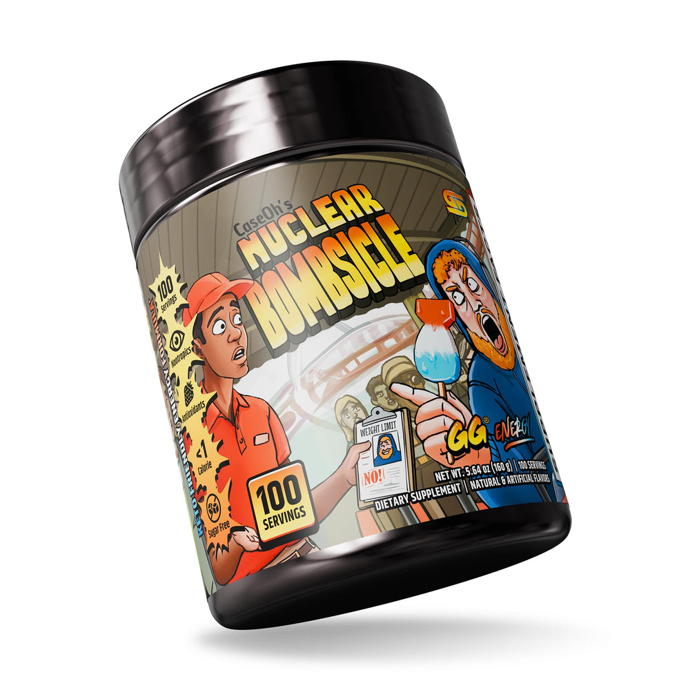 Scoop of Gamer Supps GG Energy CaseOh Nuclear Bombsicle ready to mix